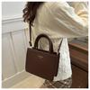 Faux Leather Solid Color Shoulder Bag for Women, Vintage Style Square Crossbody Purse, Minimalist Handbag KTB