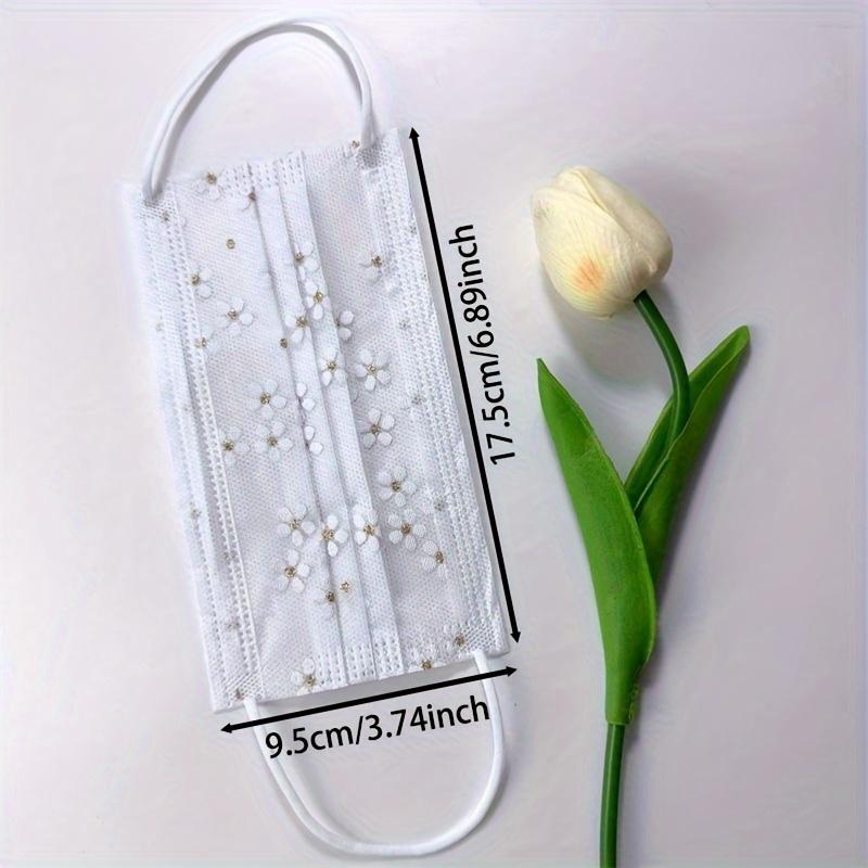 40pcs Disposable Double-Layer Summer Face Masks, Thin and Breathable, Cute and Stylish, Cherry Blossom Lace Design, Comfortable Elasticity for Going