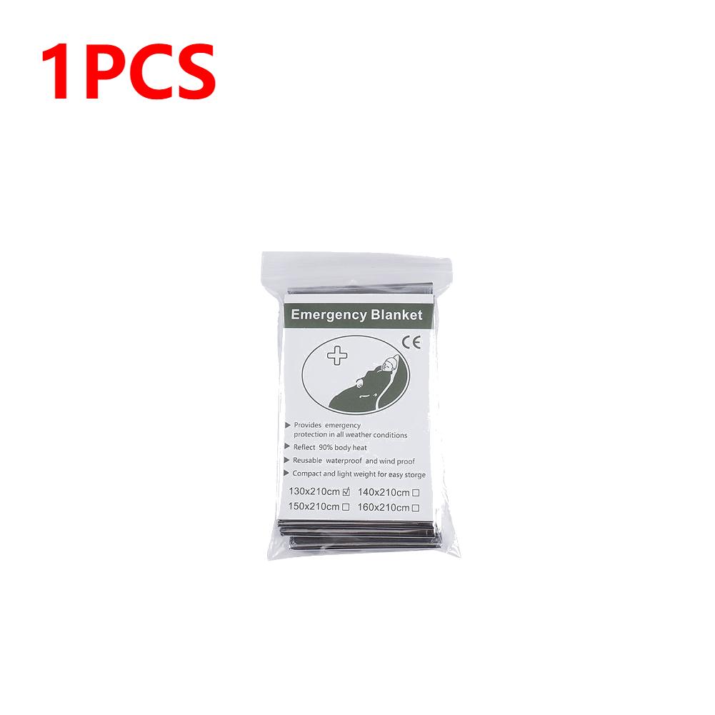 10-1PCS Outdoor Emergency Blanket Camping Foil Thermal Blanket Waterproof Windproof Sunshade Survive First Aid Rescue Blanket