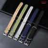 Universal Ribbed Watch Strap Nylon Silver Ring Buckle Band 20mm 22mm Striped Waterproof Bracelet Watch Accessories for Men Women