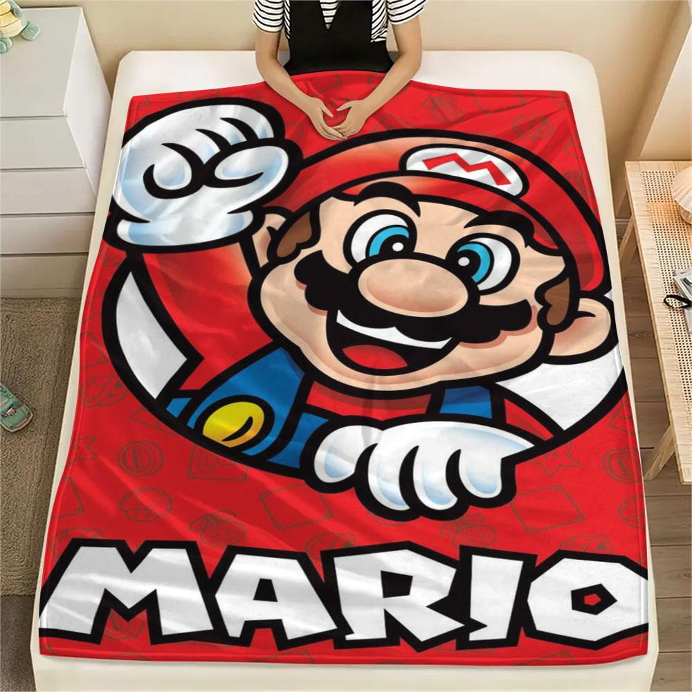 Super Mario Cartoon printing Flannel Blanket Bedroom Sofa Camping Warm blanket Gifts for family and friends-MJ010