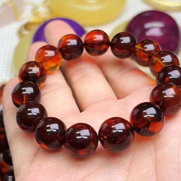 Blood Amber Bracelet: High-End Unisex Second Generation with Full Blood Honey Amber