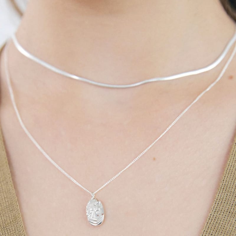 NUOY (925 Silver) Simple Silver Snake Necklace
