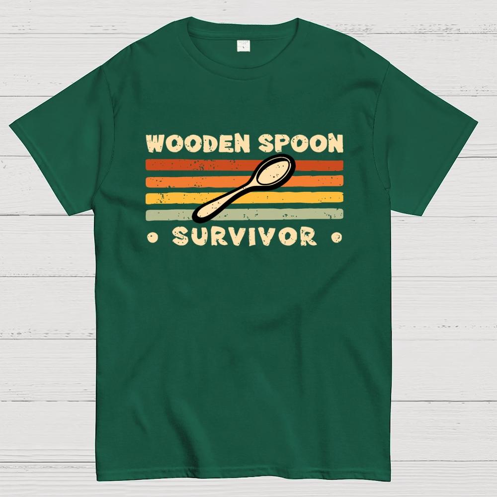 Personalized Wooden Spoon Survivor Unisex 100% Cotton Summer Casual Cool Loose T-Shirt