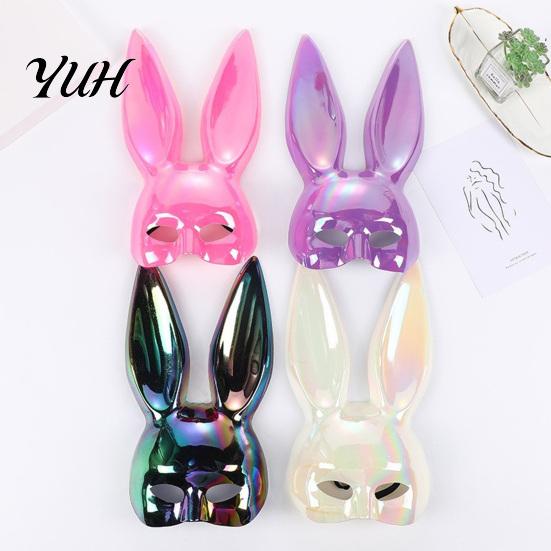 White Rabbit Mask for Masquerade Halloween Bunny Mask, Cosplay Face with Long Women Ears, Lightweight Plastic Cushion Party Costume Personalized Gifts