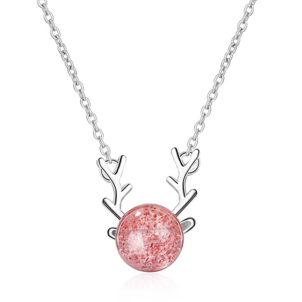 European and American Women's Fashion Copper Antler Christmas Pendant Necklace