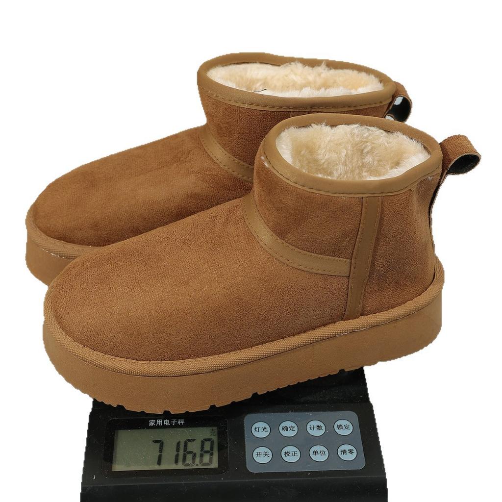 Thick-soled snow boots women's 2025 new winter velvet thickened warm short boots one-pedal sleeve Northeast large cotton shoes