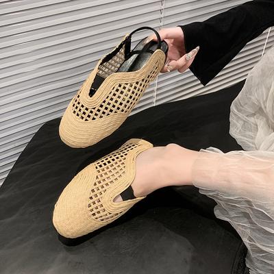 Fashion 2025 New Breathable Woven Flat Baotou Sandals Women's Summer Retro Round Toe Soft Bottom