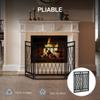 Schermo Pieghevole Metallico a 3 Pannelli per Camino 126cm Protezione Calore Fiamma Bambino Animale Domestico Casa Barriera Scintille Circondare con Motivo a Rete