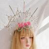 Lolita Corona Aureola Solare Fascia per Capelli Catena di Perline con Nappe Ali d'Angelo Fascia con Spine di Rosa Gotico Vintage Diadema Mary Barocco Copricapo