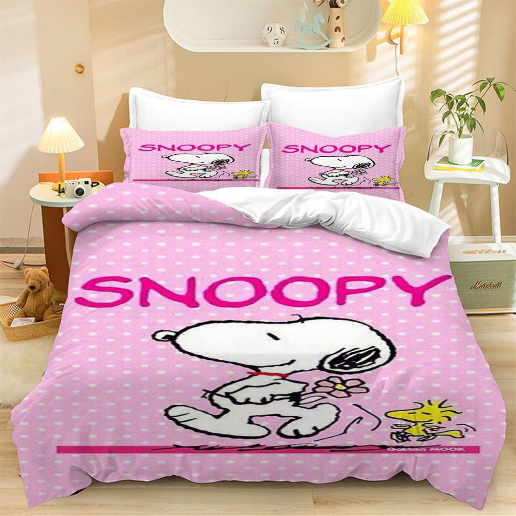 Carino Set Copripiumino a Tema Cartone Animato Snoopy con Federa 75*50, Set Piumone 2 Pezzi, Set Biancheria da Letto per Camera da Letto di Ragazzo e Ragazza Regali