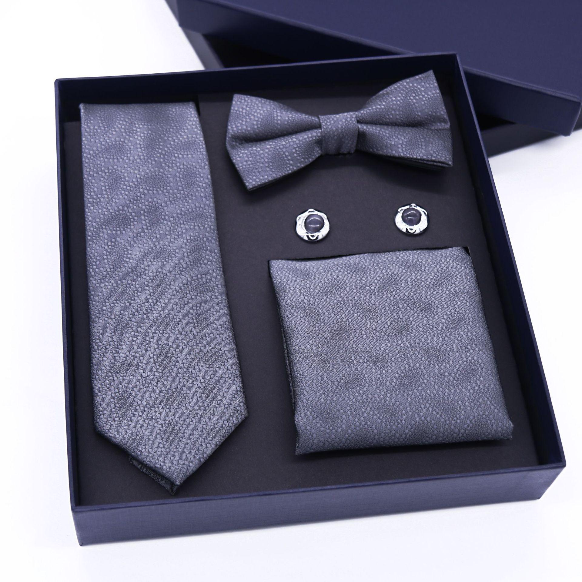 

Новый мужской модный набор галстуков 2022: Полиэстеровый шелковый галстук, галстук-бабочка, нагрудный платок и запонки