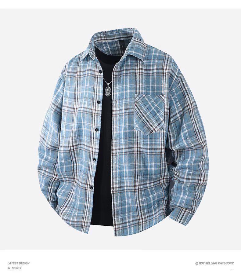 Men's Retro Plaid Long Sleeve Shirt - Trendy Casual Loose Fit for Autumn and Spring