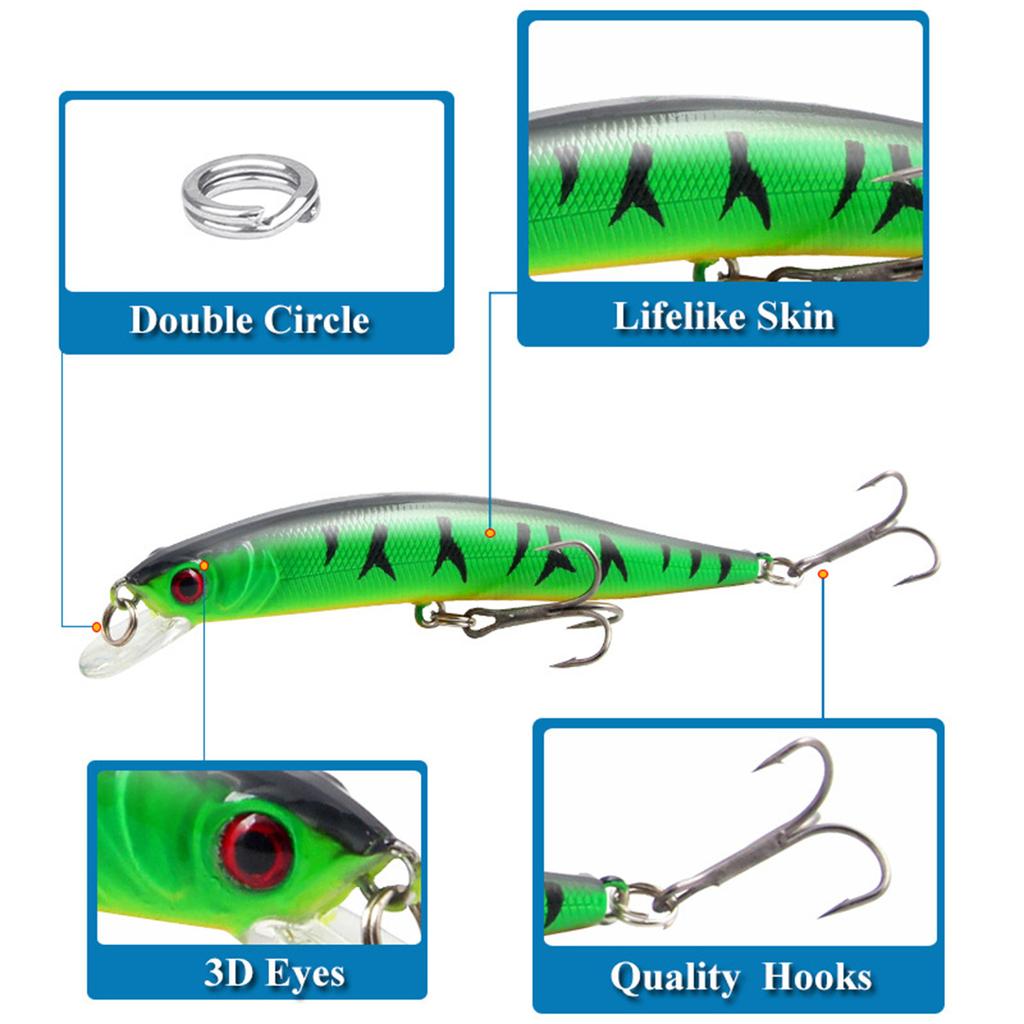 Far Throw Sound Bead Dazzling  Color Mino 8.3g Bass Simulated Fake Fishing Gear