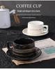 Embossed Ceramic Coffee Cup & Saucer with Brushed Texture - Perfect for Office and Tea Time