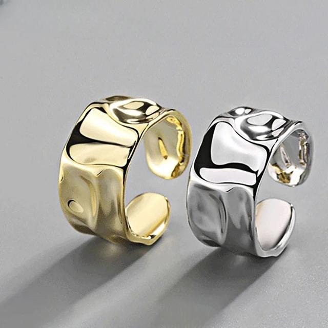 Silver Color Irregular Handmade Ring For Women Adjustale Golden Creative Geometric Wide Anillos Ring Fashion Jewelry