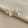 European and American Pearl Flower Stud Earrings White Colored Petal Earrings Women's High Sense Light Luxury Temperament Niche Earrings