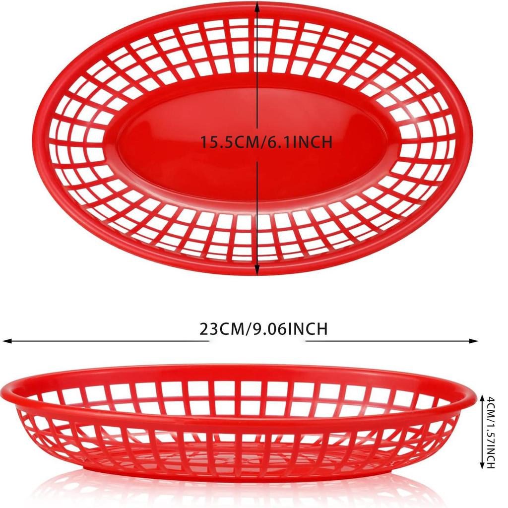 24x Ovale Fast-Food-Körbe Retro Aufbewahrungskörbe Behälter Brot Frittierkörbe Serviertablett für Kunsthandwerk Hähnchen Hot Dogs Burger