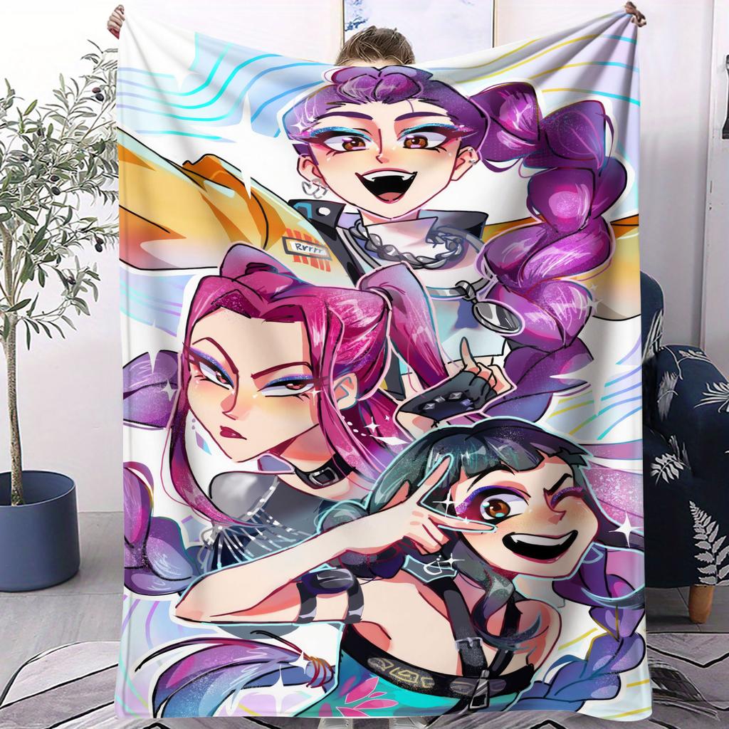 K Pop Huntrix Girl Flannel Blanket Demon Hunters Plush Warm Throw for Home Leisure Office Nap Travel Camping All Season Gift
