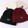 Woolen Hats for Women Triangle Marked Warm Knitted Hats for Couples  Pullover Hats Anti Cold Hats for Men  Autumn and Winter.