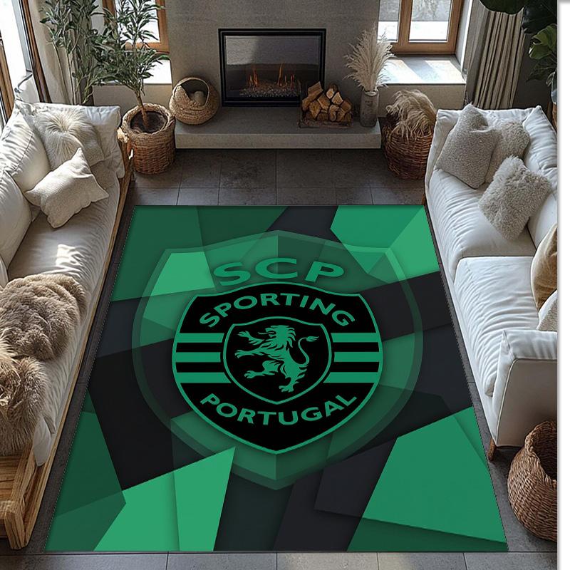 Sporting CP FC Soccer Football Pattern Soft Area Rug Non Slip Indoor Floor Carpet Sports Decor Mat for Bedroom