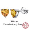 ORSA JEWELS 925 Sterling Silver Birthstone Stud Earrings for Women Sparkling Heart Cut CZ Small Earrings Birthday Gift APE32