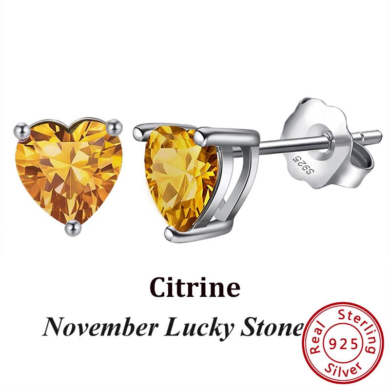 ORSA JEWELS 925 Sterling Silver Birthstone Stud Earrings for Women Sparkling Heart Cut CZ Small Earrings Birthday Gift APE32