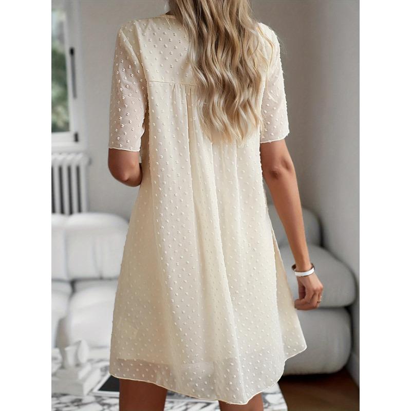 Round Neck Casual Short Sleeved Dresses Solid Color Women's Dress Fashion Street Fresh Sweet Style Summer Dress