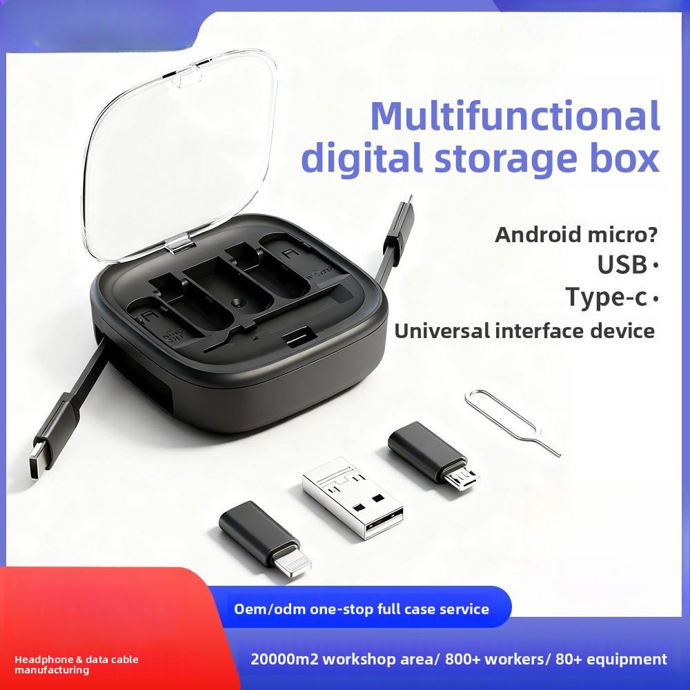 Kreative Multifunktions-Teleskop-Datenkabel-Aufbewahrungsbox 60W Schnellladung Handy-Ladekabel Mehrkopf-Digitale Aufbewahrungsbox