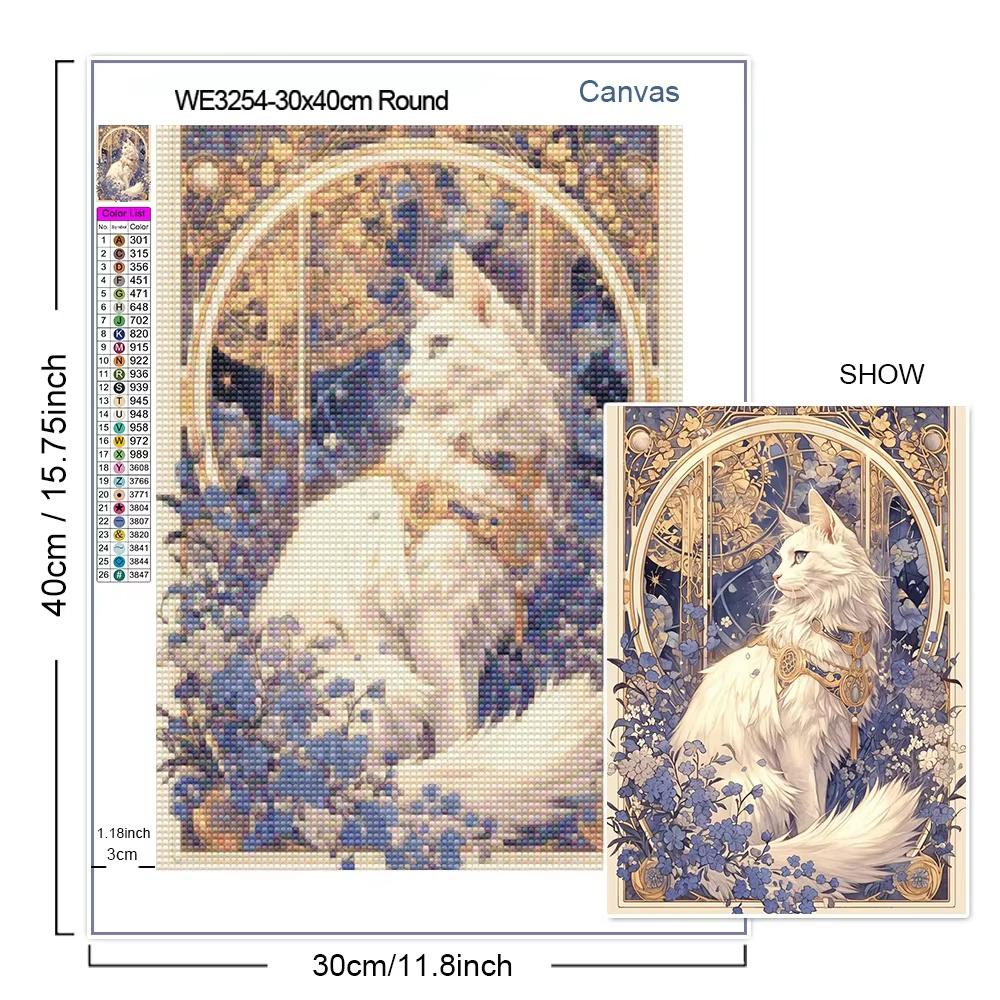 5D DIY Diamond Painting Embroidery Animal Cat Full Round Mosaic Flower Complete Kit Art Wall Decoration Handmade Gift