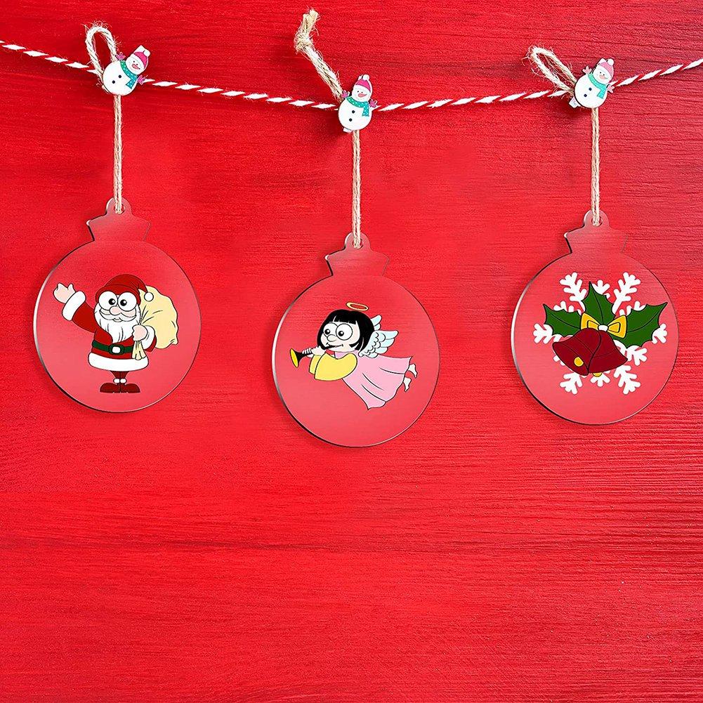 

M-Modern-50Pcs Round Acrylic Christmas Ornament Blank Transparent Acrylic Ornament With Hole For DIY Craft, Holiday 14mm прозорий