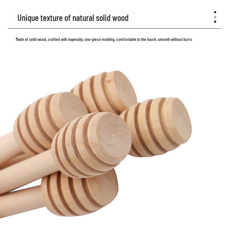Wooden Honey Dipper and Stirring Stick for Jam, Red Wine, Coffee, Milk, Tea, and Soy Milk
