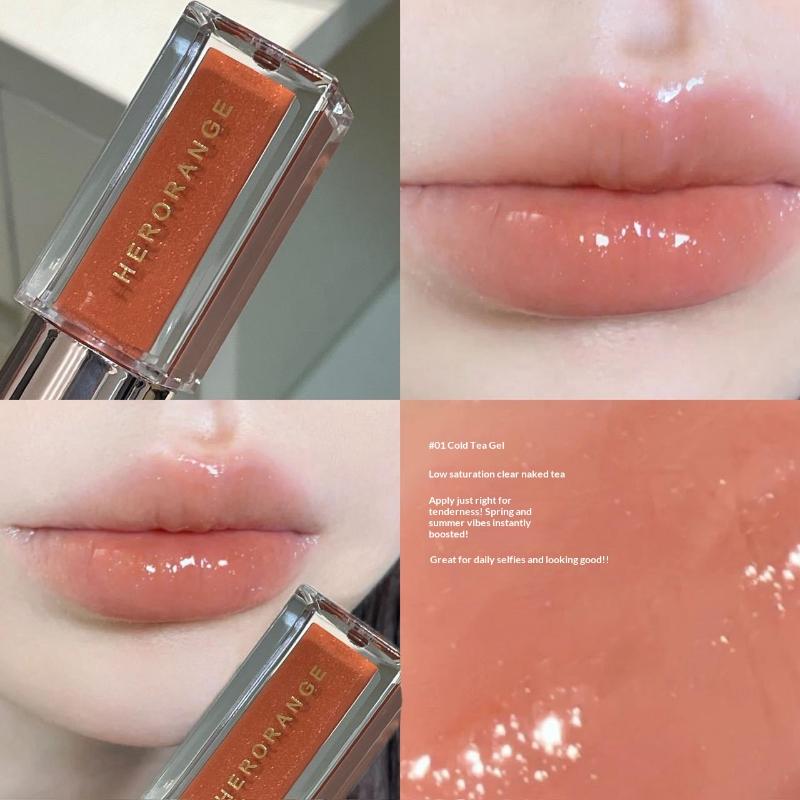 Herorange Klare Wässrige Lipglosse Funkelnder Spiegel Lipgloss Feiner Schimmer Für Volle Saftige Lippen Wässriger Glanz Feuchtigkeitsspendende Lippen
