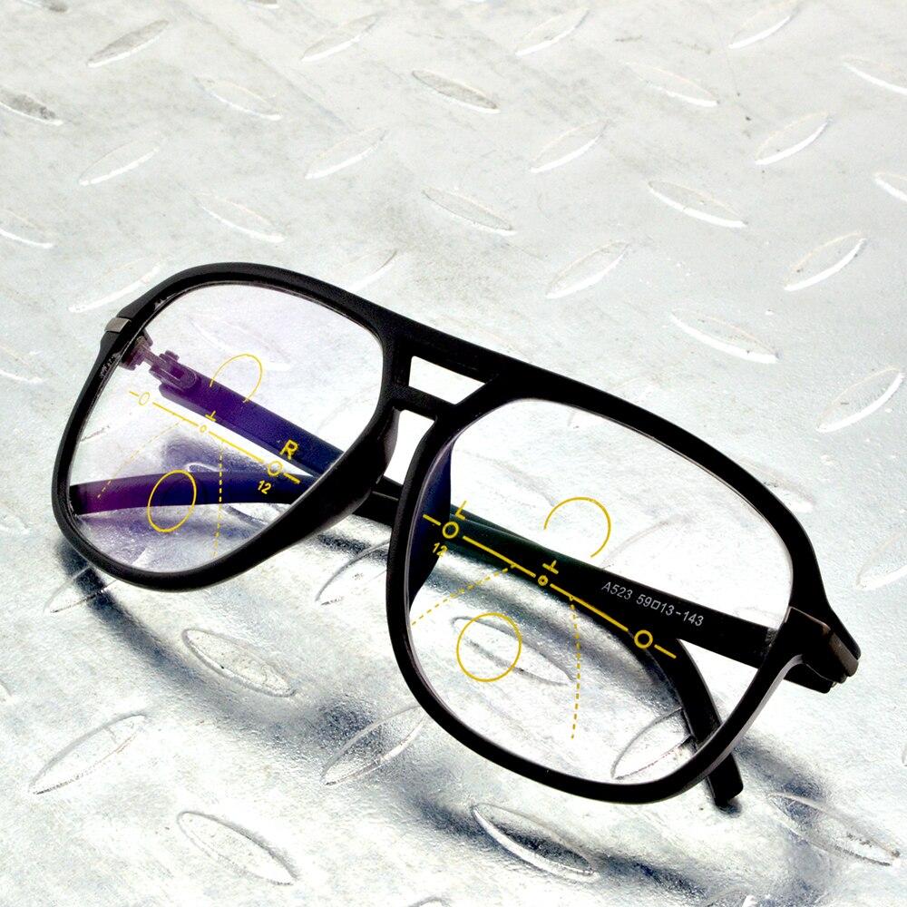 Handgefertigte TR90-Lesebrille mit Doppelsteg, Pilotenbrille, übergroße Gleitsichtbrille, Mehrschichtbeschichtung, +0,75 bis +4, Nah- und Fernsicht
