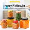 Transparent Round Pickle Jar, Square Honey Jar, and Glass Bird's Nest Bottle with Iron Lid