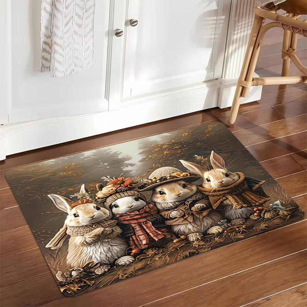Easter Bunny Decorations Set Decoration,Carpet,Living Room,Bedroom, Non-slip,Square rug