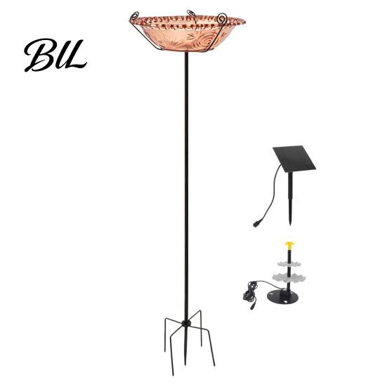 Outdoor Solar Fountain Bird Bath for Outside Cascading Powered with Metal Stake Attracts Birds Garden Patio Yard Decor красный