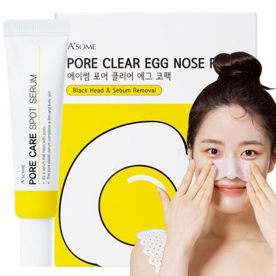 Blackhead Clear Egg Nasenmasken-Set Talg Poren (30 Blätter + Spot Serum 15ml)