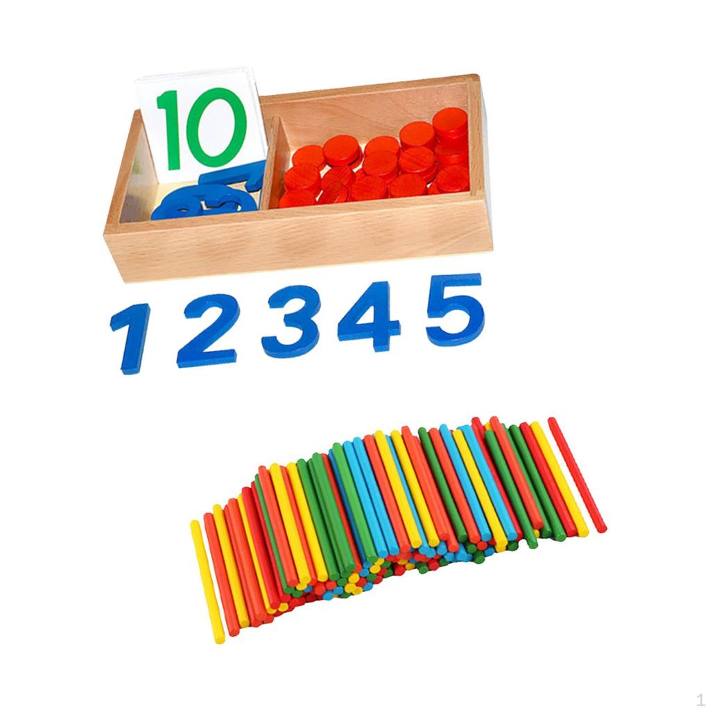 Educational Math Learning Set for Kids - Number Counting Blocks & Cards