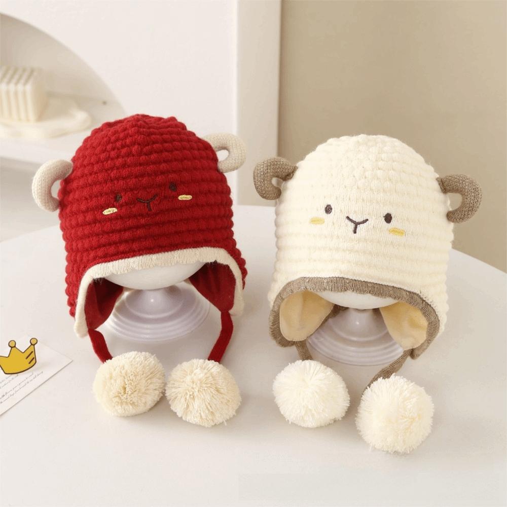 Lamb Design Kids Knit Hat Thick Knit Earflap Cap Comfort Baby Headwear Outdoor
