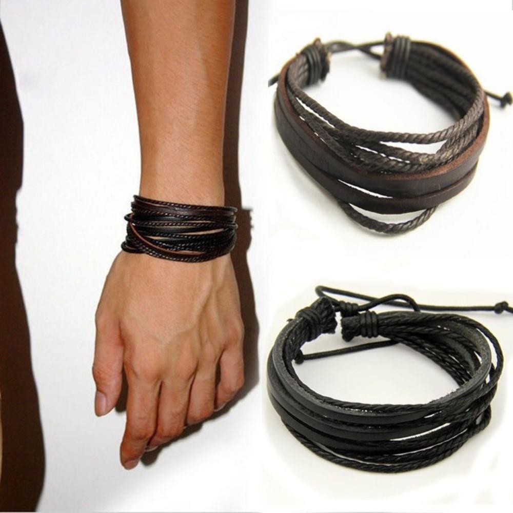 Hand-woven Hand Woven Bracelet Lace Up Multilayer Bracelet Leisure Fashion Leather Bracelet Men