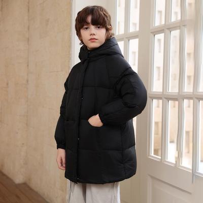 Weiße Entendaunen Steppjacke mit Kapuze für Jungen und Mädchen - Warme, verdickte Oberbekleidung für Herbst und Winter