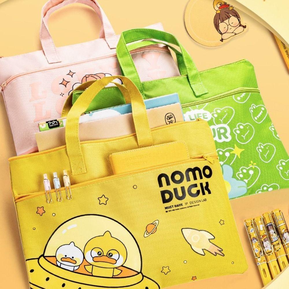 

School Office Supplies Multiple Layer Document Bags Carrying Handbag A4 File Bag Textbook Bags зелёный