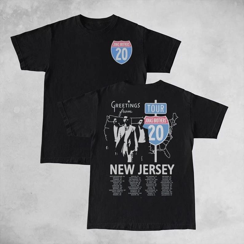 Jonas Brothers Hometown Greetings 2025 Tour Reprint Two Sided Black S-4X Unisex T-Shirt S