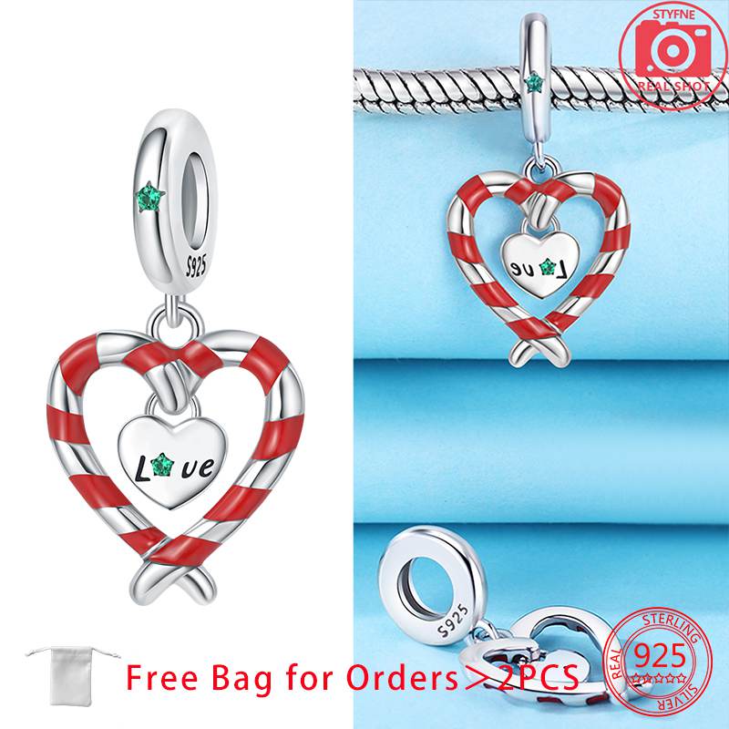 Charms Christmas Series Christmas Hat Socks Bell Snowman Copper Beads Pendant Women Original Bracelet Diy Christmas Gift