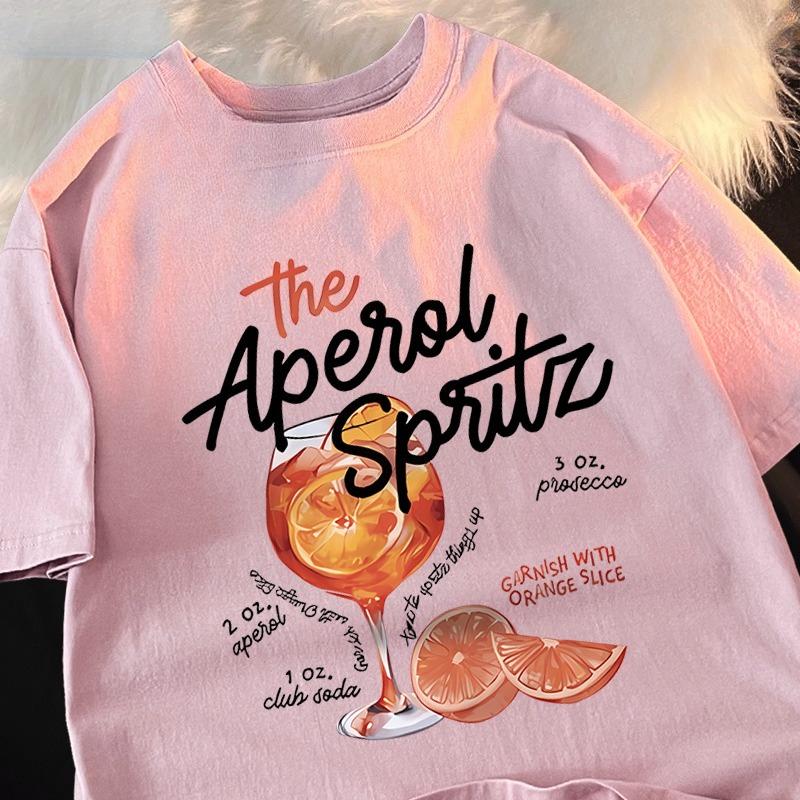 Iced Lemon Wine Beverage Print CottonTShirts Men Cute Crewneck Clothes Loose Summer T-Shirts Fashion Short Sleeve