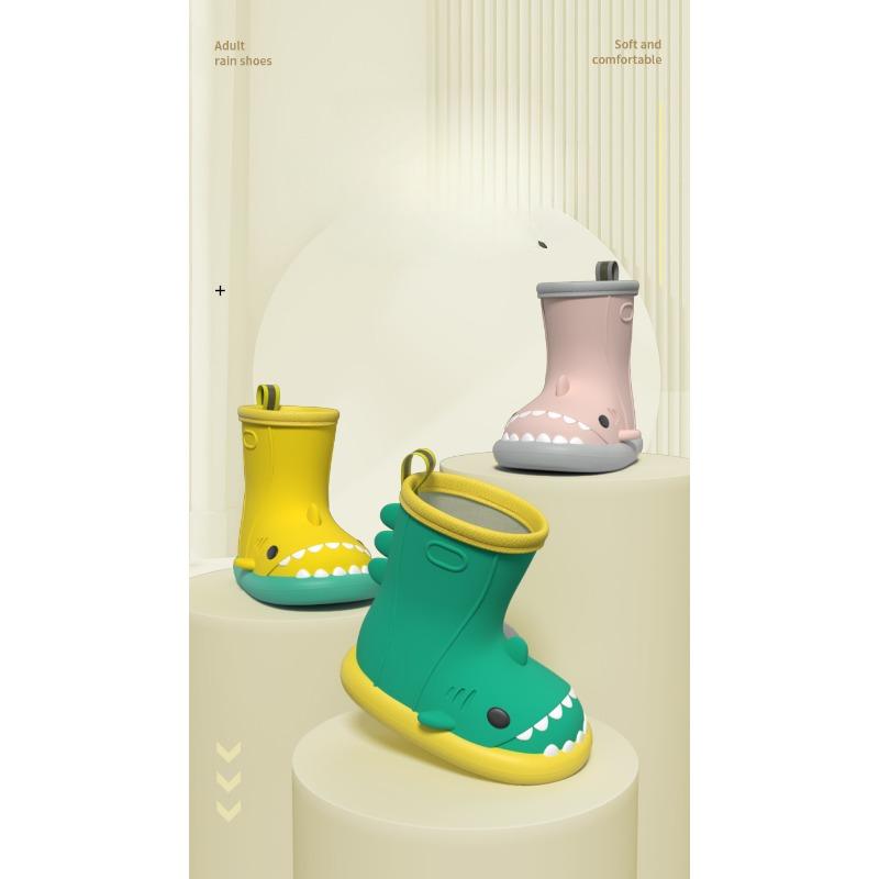 Buty przeciwdeszczowe Shark Rain Shoes, antypoślizgowe, miękkie, lekkie, nowe, wodoodporne, gumowe buty, krótkie rurki, do połowy łydki, damskie, kreskówkowe kalosze