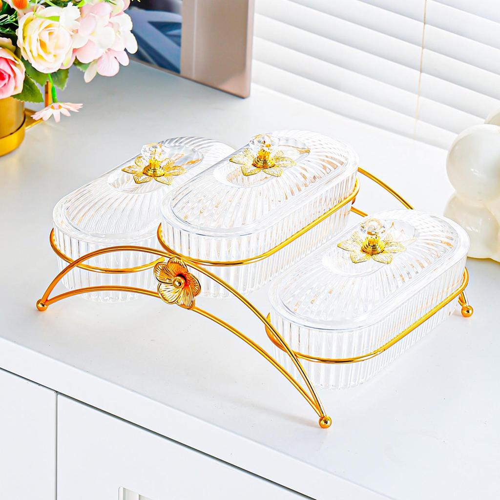 Elegant Compartmentalized Fruit & Snack Display Plate for Living Room & Tea Time
