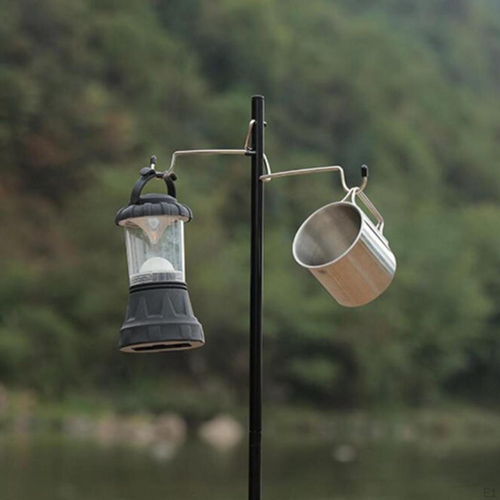 Camping Stand, Aluminum Alloy Lamp Stake and Hook, Adjustable Hanger for Outdoor Picnic, ,