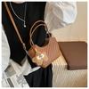 Large-capacity vegetable basket bag women's summer new messenger woven bag textured portable commuter tote bag